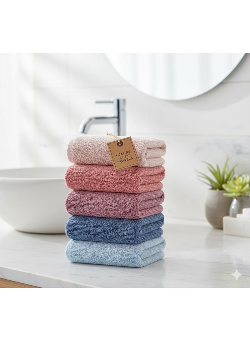 Luxury 100% Cotton Bath Sheets (Pack of 5) - 600 GSM Ultra Soft & Highly Absorbent Jumbo Bath Towels (90x180 cm) - Hotel Quality Ring Spun Cotton for Spa, Gym, & Home - Multicolored - Image 2